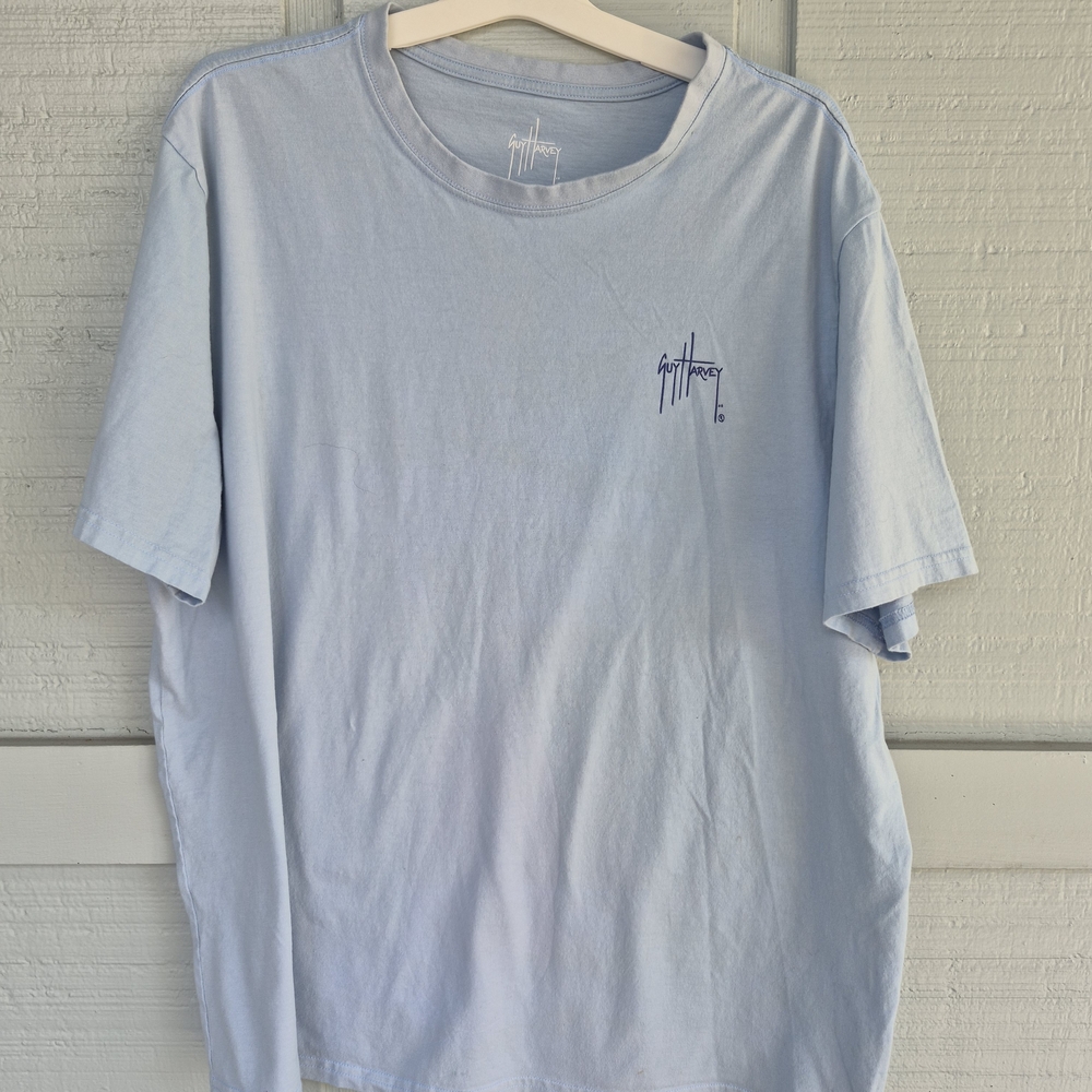 Guy Harvey Sky Blue Florida Fish Pensacola Lighthouse Graphic Tee Mens XXL - Picture 3 of 5